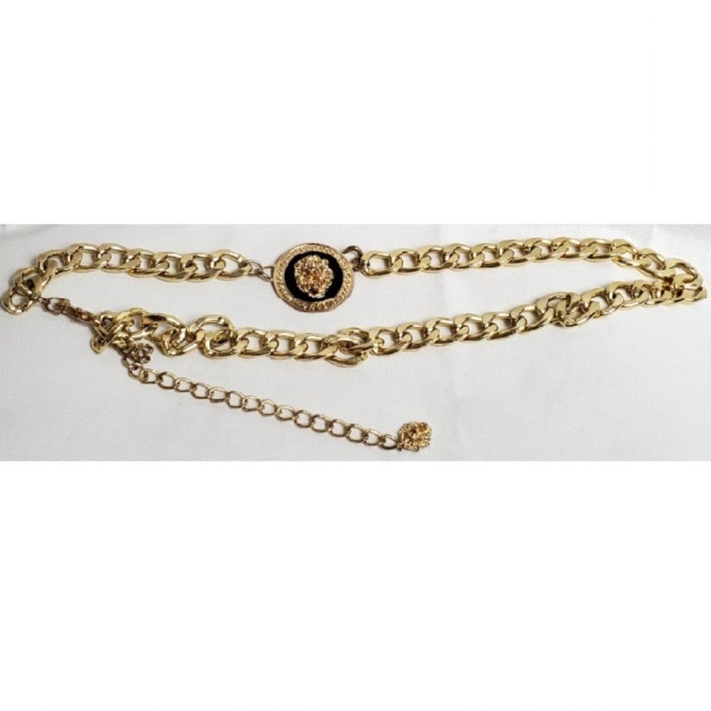 Anne Klein Lion Head Gold Chain Belt
